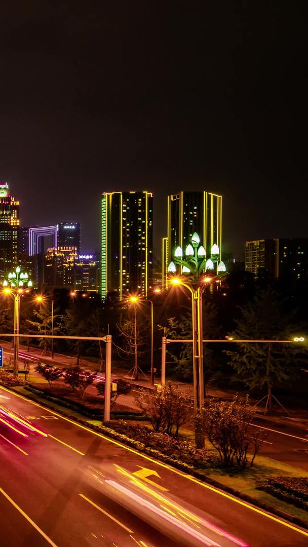 延时摄影成都天府新区高新区世纪城车流夜景视频的预览图