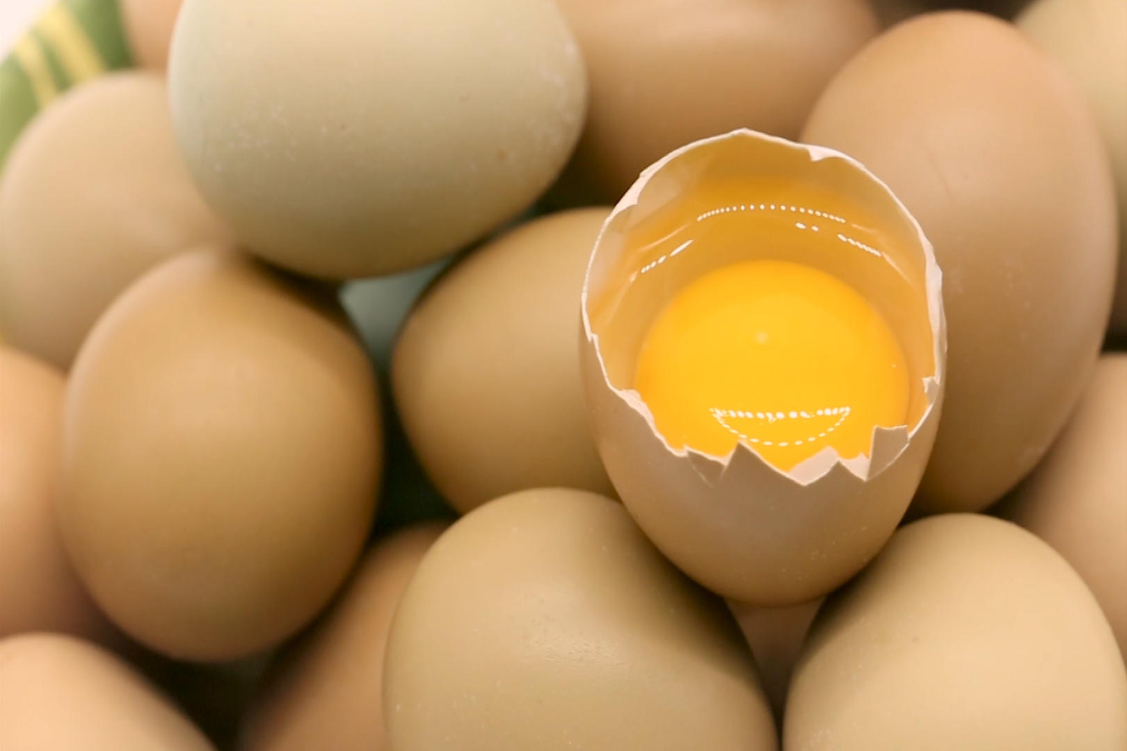 实拍鸡蛋鸡蛋静物鸡蛋特写鸡蛋开壳视频的预览图