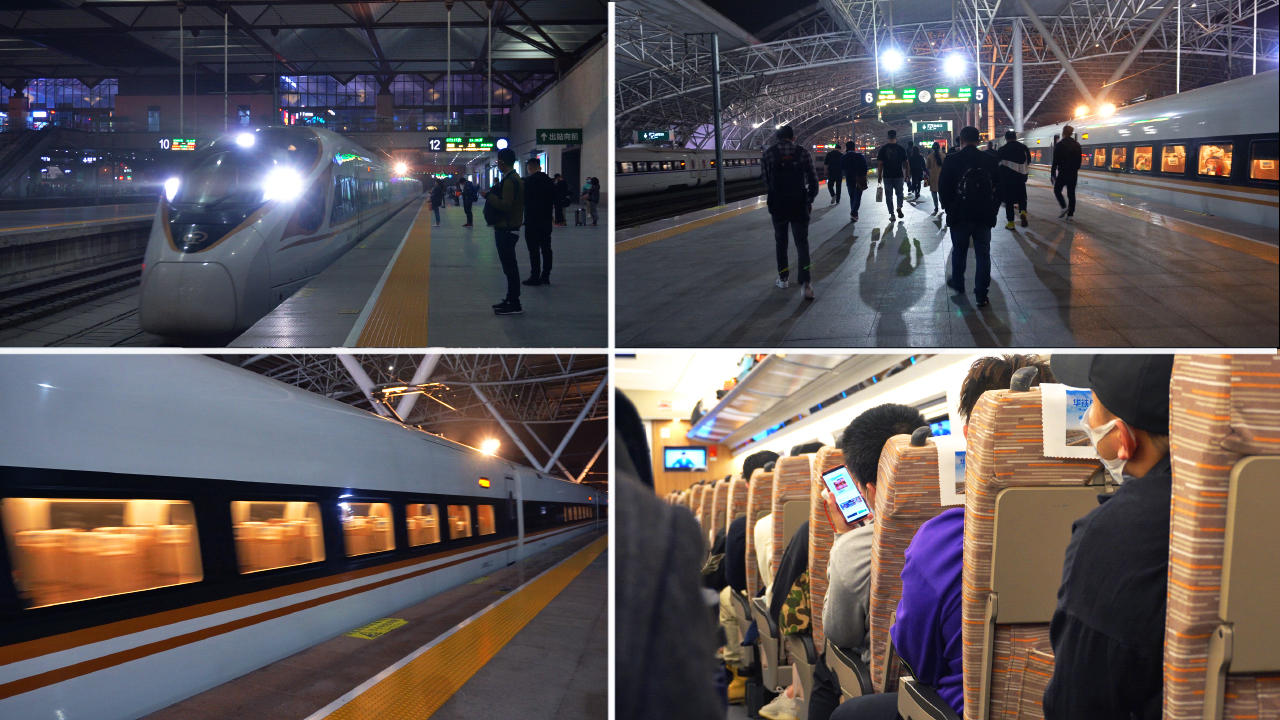4K晚上高铁进站视频的预览图