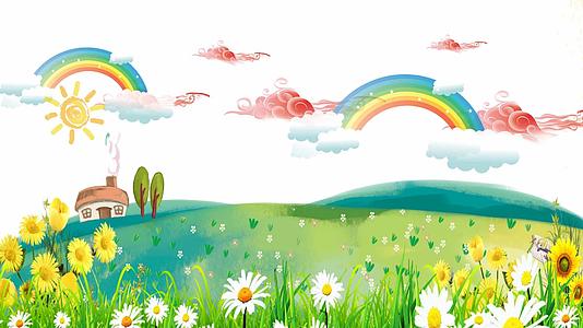 卡通彩虹花朵led背景视频视频的预览图