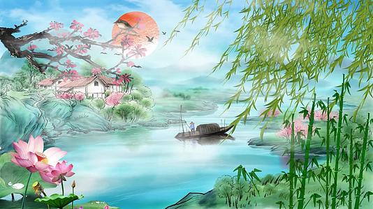 清凉夏日湖边唯美背景图视频的预览图