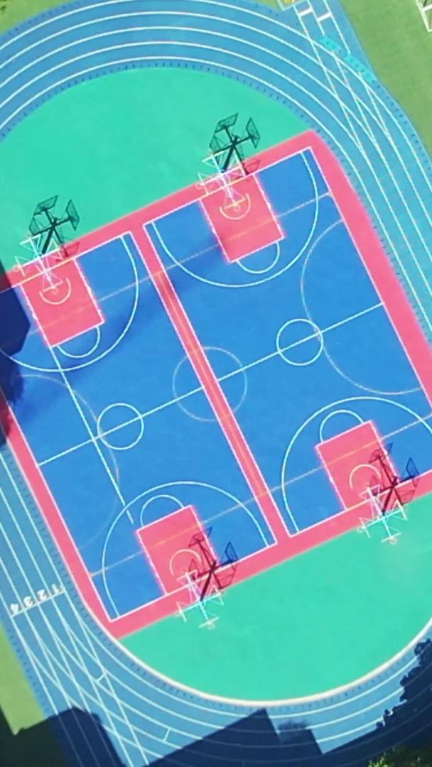 学校校园空无一人的航拍高考日篮球场素材视频的预览图