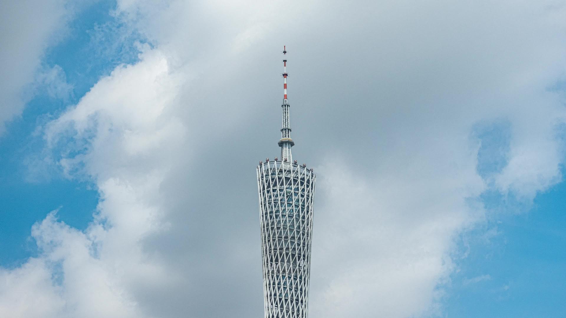 广州塔特写云流延迟4k视频的预览图