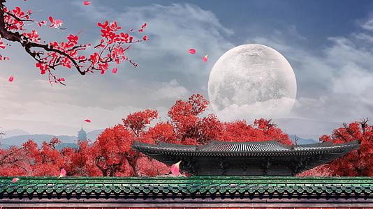 中秋节圆月花瓣飘落LED背景视频的预览图