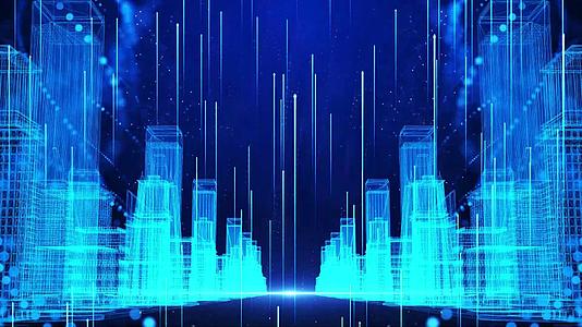 4K蓝色科技粒子城市穿梭背景视频的预览图