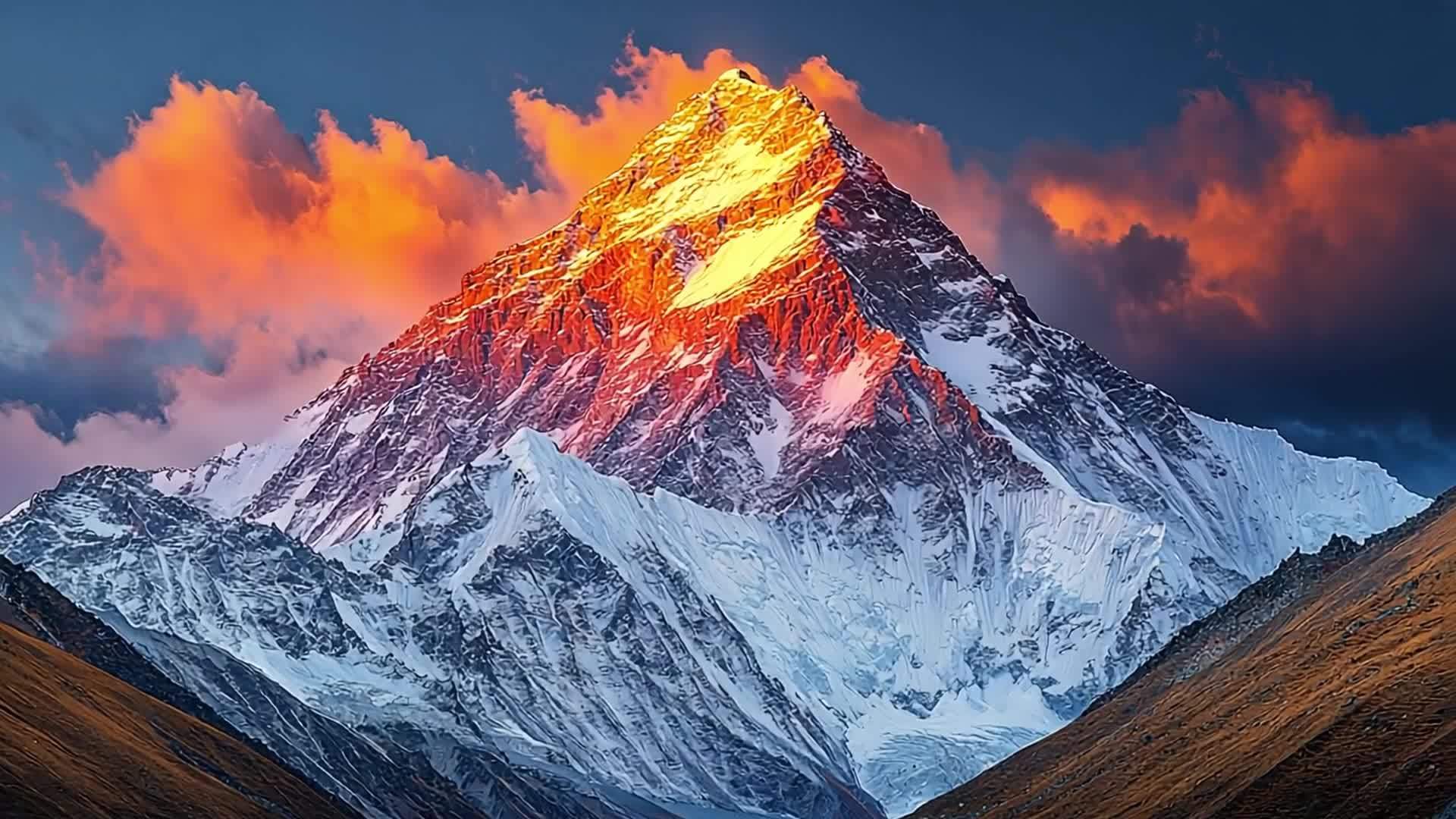 太阳云海户外日照金山雪山日出自然风光视频的预览图