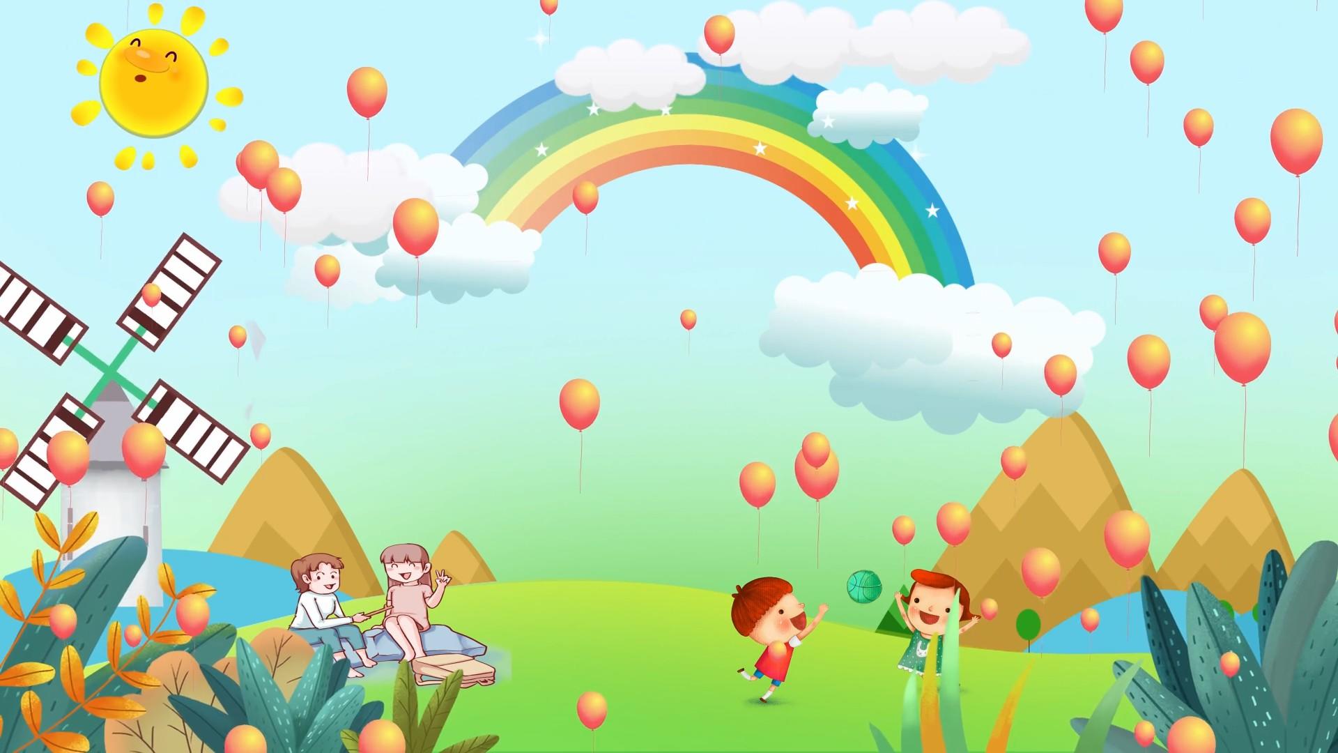 卡通彩虹太阳儿童背景led背景视频视频的预览图