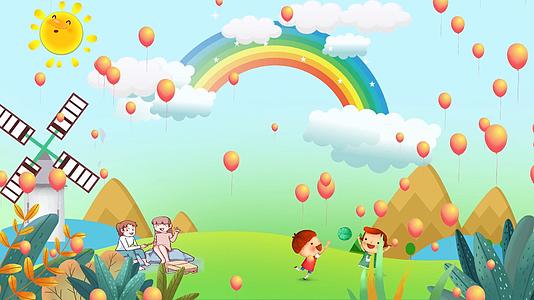 卡通彩虹太阳儿童背景led背景视频视频的预览图