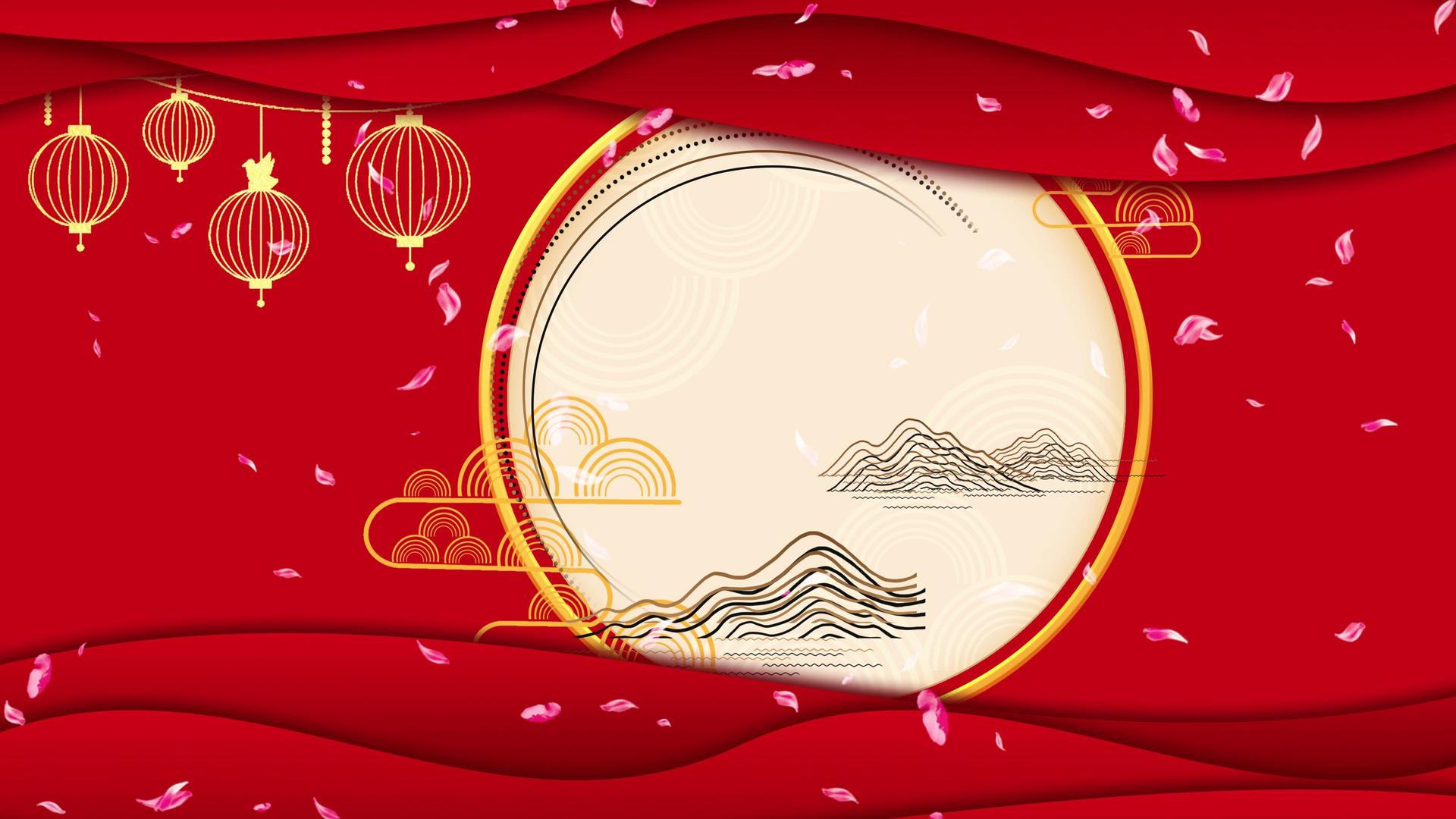 红色喜庆月亮国庆中秋中国风LED背景视频的预览图