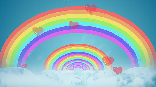 彩虹云层穿梭卡通背景视频的预览图