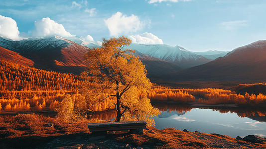 秋天湖边风景视频视频的预览图