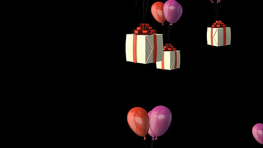 透明通道上升的气球礼物视频素材视频的预览图