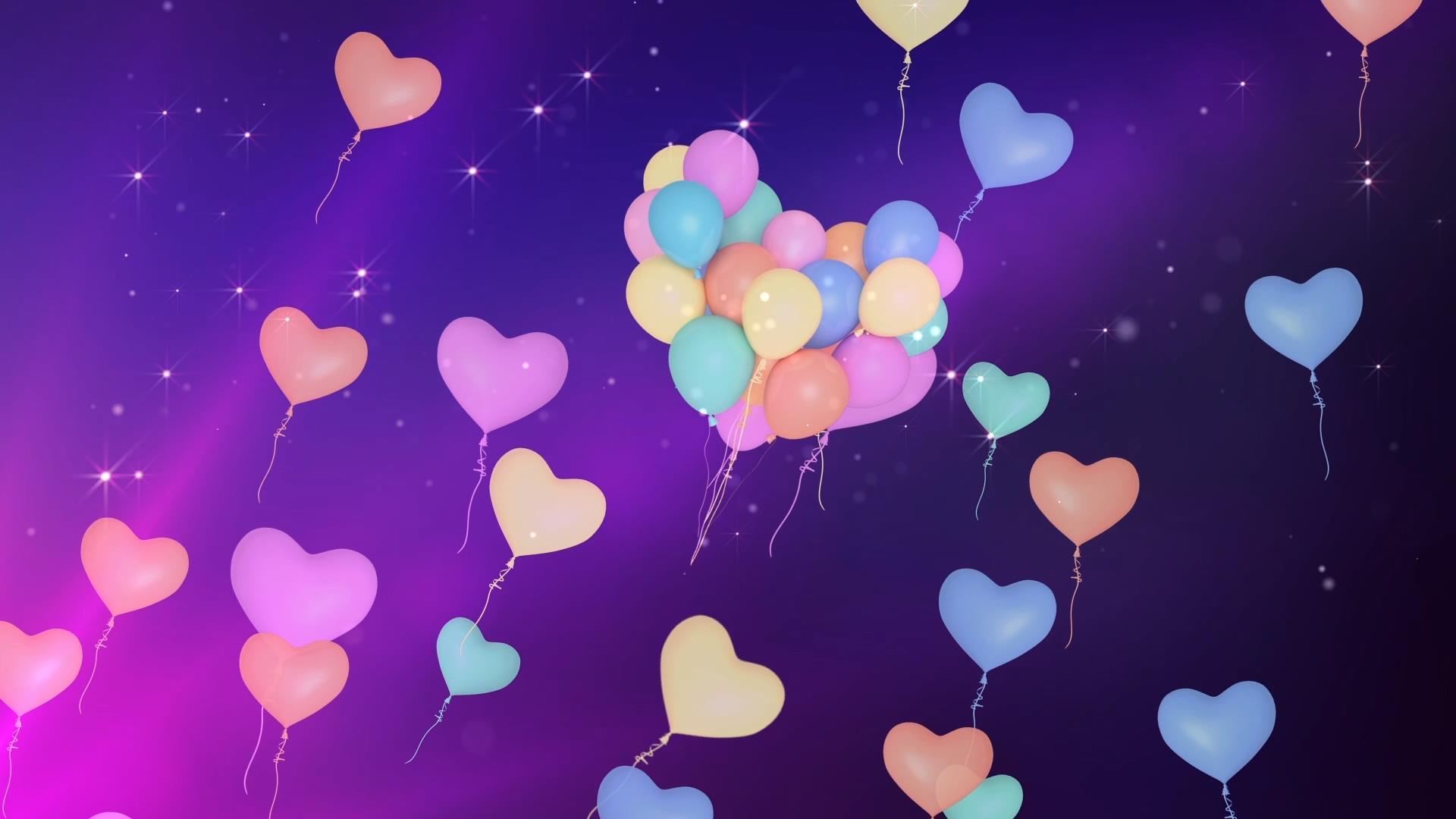 浪漫气球星空背景视频的预览图