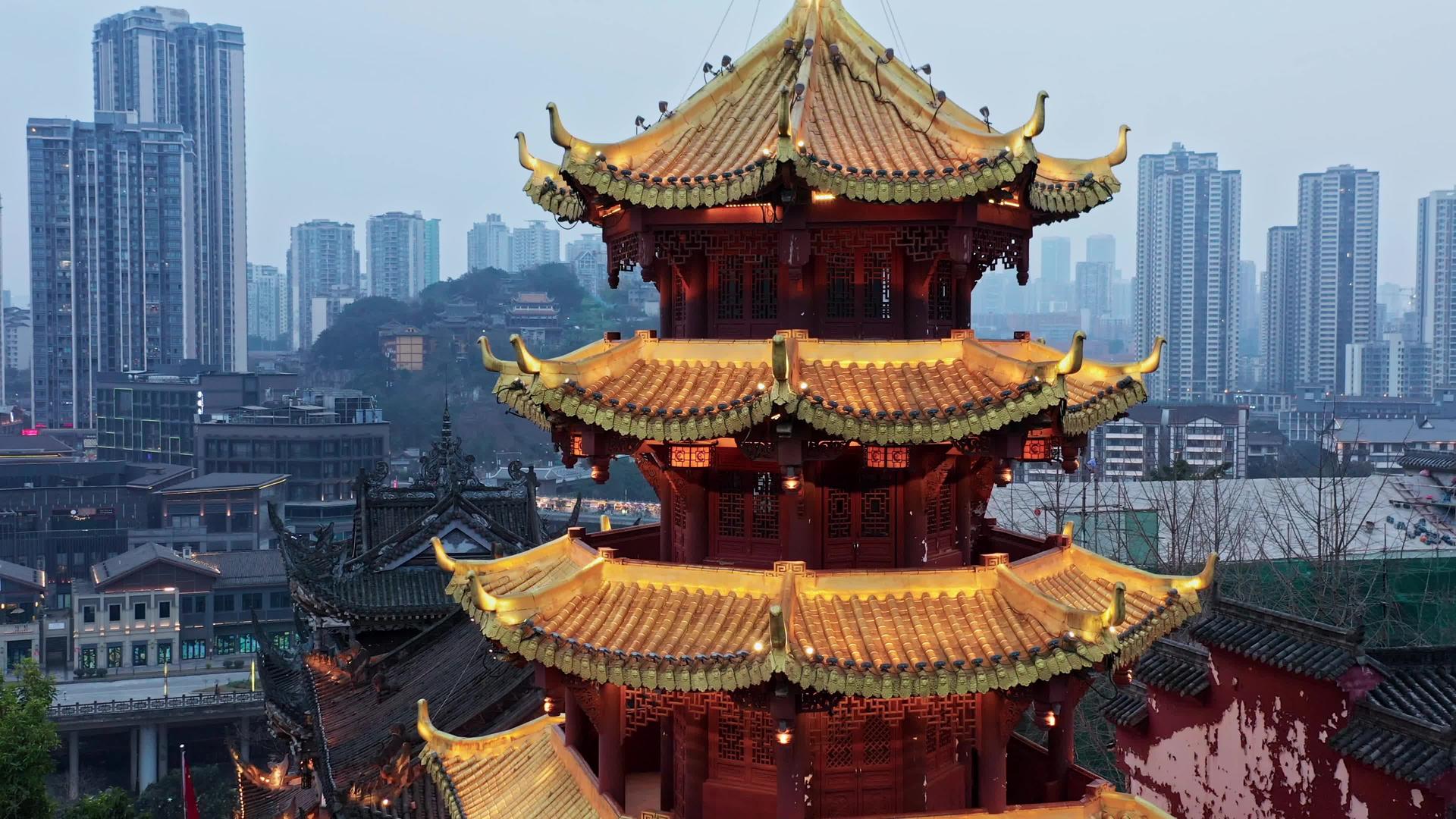 2024年重庆网红景区磁器口古街4k航拍视频的预览图