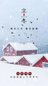 竖版立冬节气视频海报ae模板视频的预览图