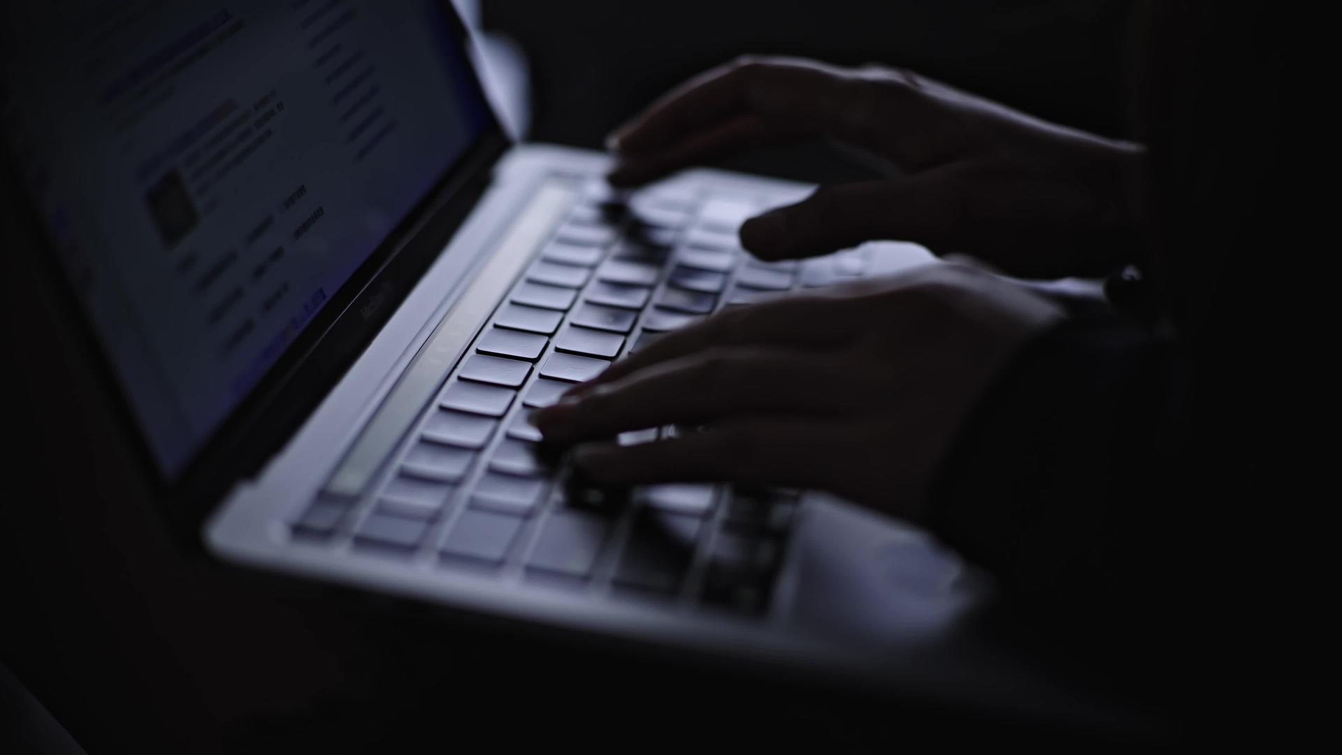 4k家庭女性电脑打字上网剪影氛围意境视频的预览图