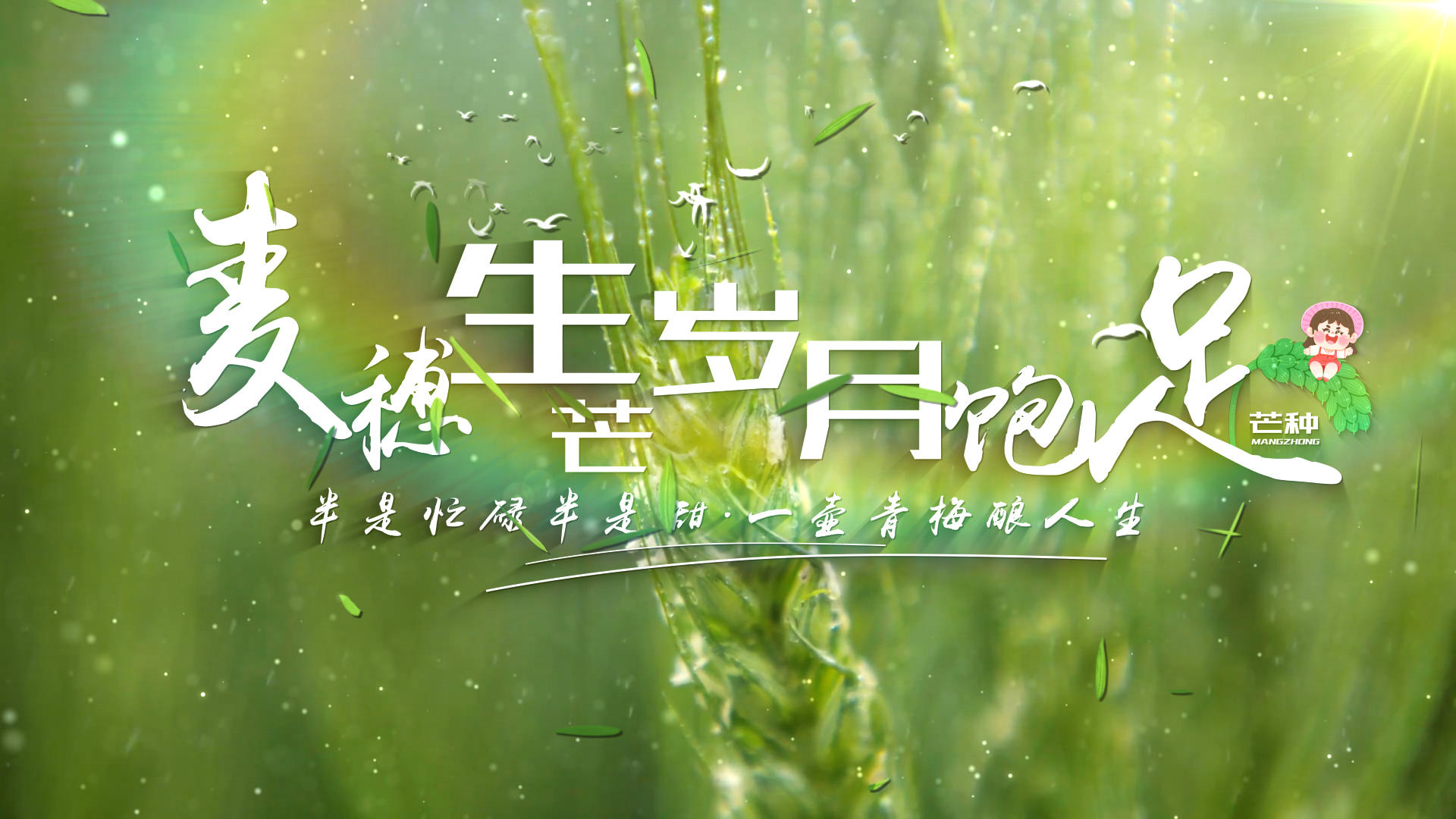 绿色新鲜芒种节气片头模板文字标题字幕展示视频的预览图