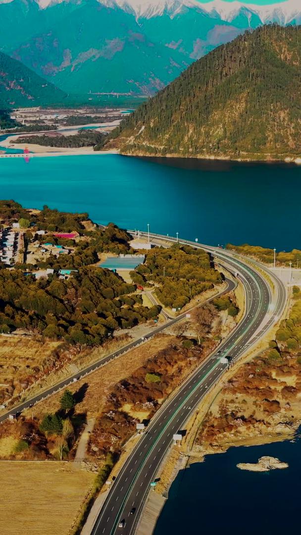 西藏林芝尼洋河最美丽的318国道和林拉公路航拍素材2视频的预览图