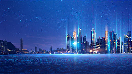 4K大气粒子科技城市背景视频的预览图