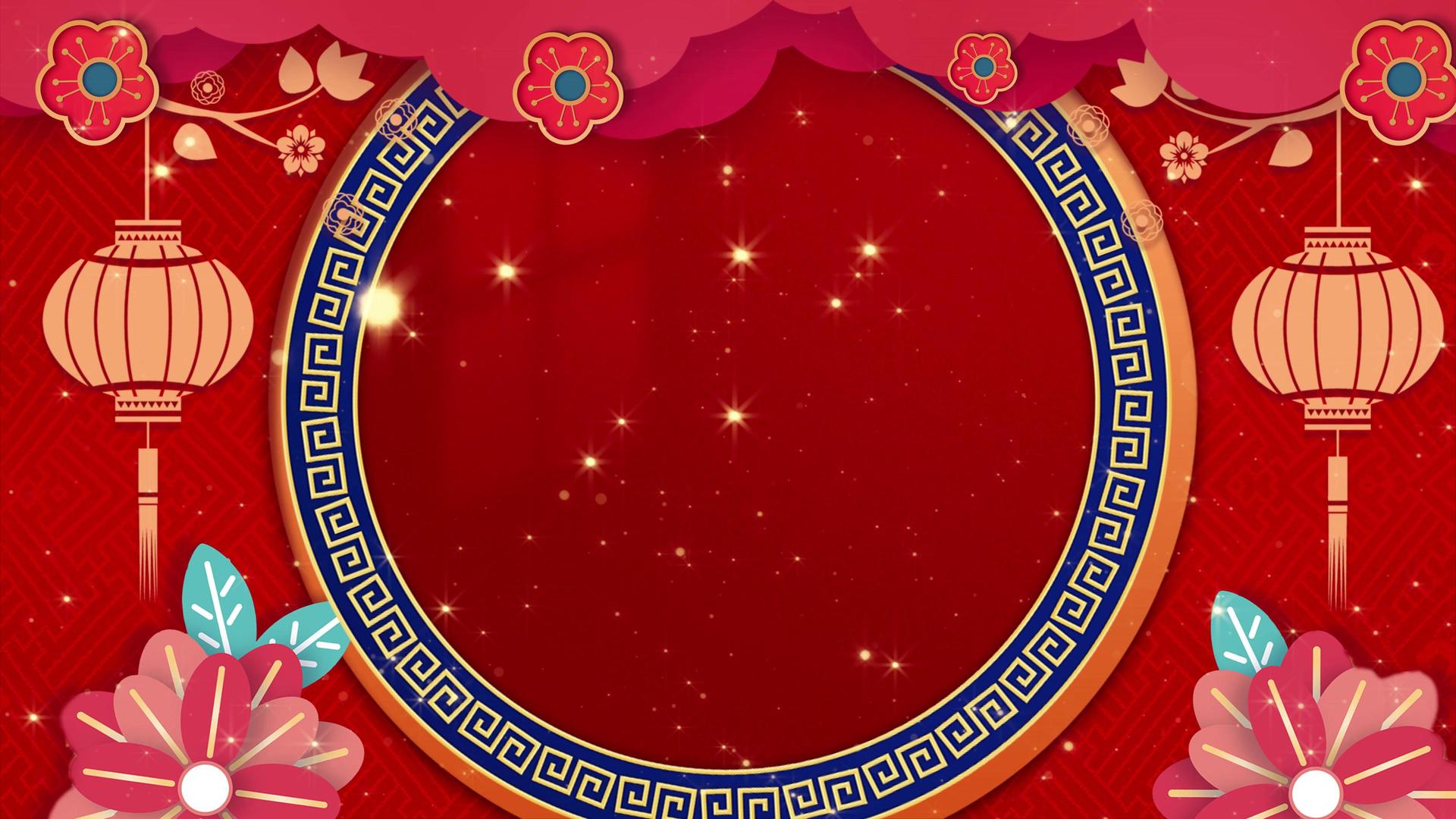 4K中国风新年舞台戏曲背景视频视频的预览图