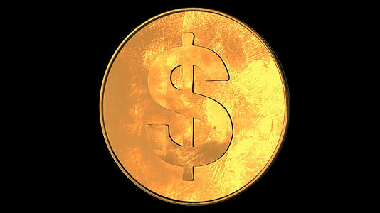 透明通道循环的3D美元金币标志视频素材视频的预览图
