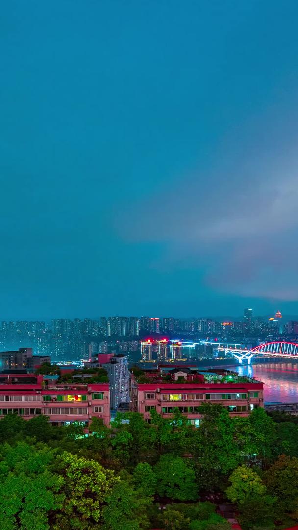山城夜景南岸长江桥延时材料视频的预览图