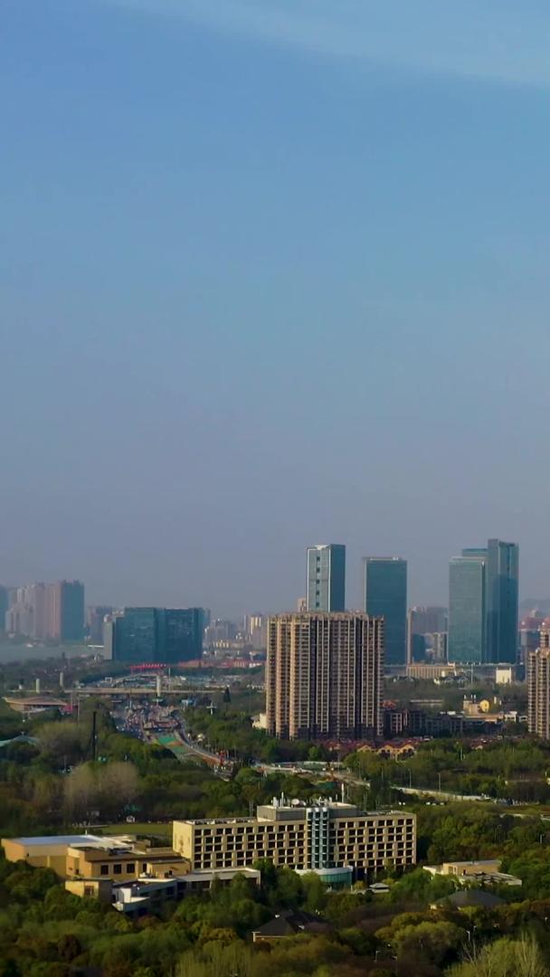 CBD航拍南京奥体滨江城市天际线视频的预览图