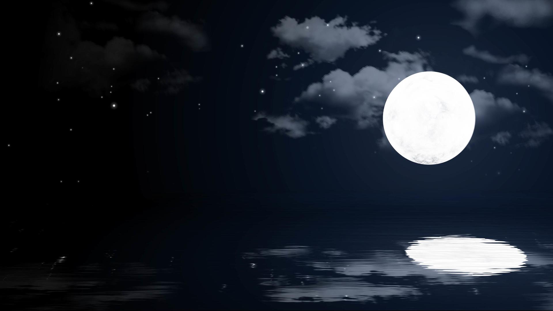 浪漫唯美月亮海上背景视频视频的预览图