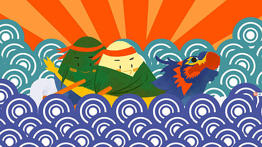 卡通端午粽子赛龙舟视频的预览图