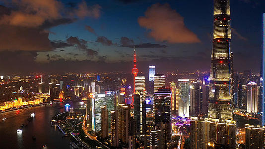 上海陆家嘴夜景航拍延时视频的预览图