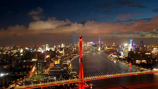上海杨浦大桥夜景航拍延时视频的预览图