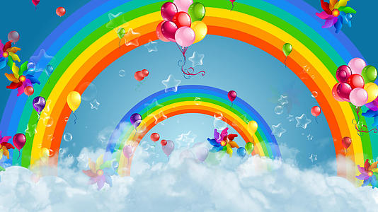 六一儿童节彩虹气球风车视频的预览图