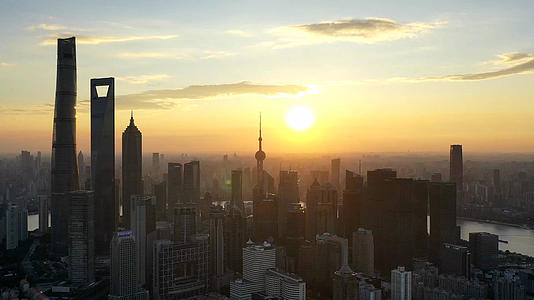 上海城市日落航拍延时视频的预览图