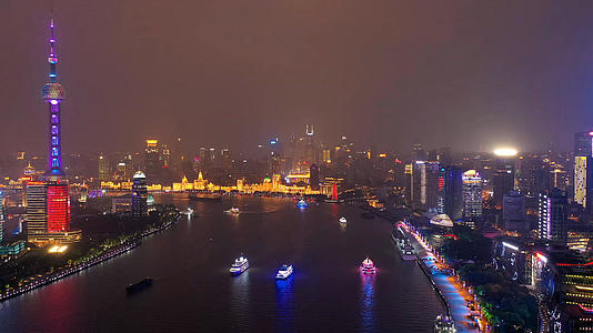 黄浦江夜景航拍延时视频的预览图