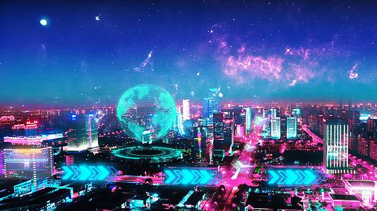 朋克风霓虹未来城市4K视频的预览图