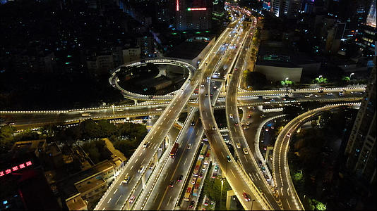 4k高清航拍广州城市立体交通中山立交桥夜景视频的预览图