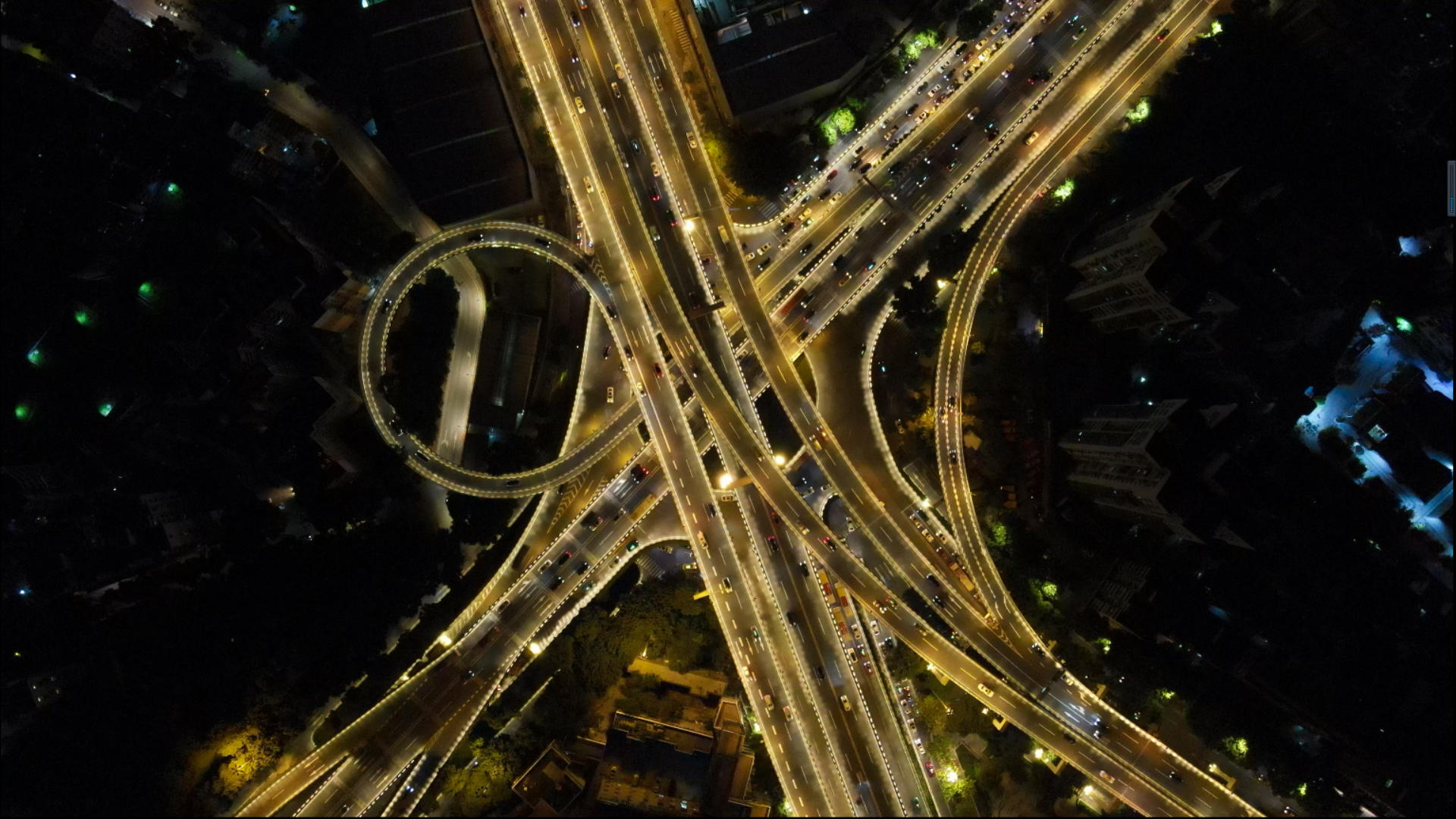 4k高清航拍上帝视角垂直拍摄广州中山立交桥视频的预览图