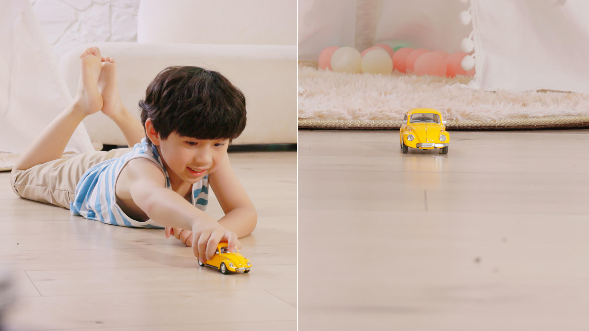 小男孩玩玩具车视频的预览图