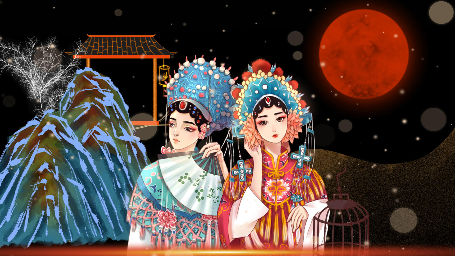 4K中国风国潮京剧世界戏剧节动态背景视频视频的预览图