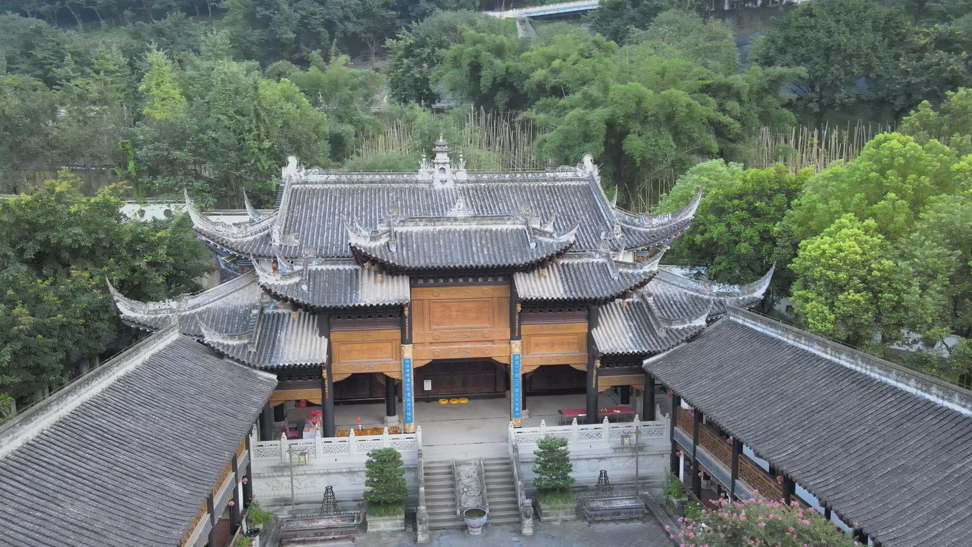 航拍川东规模最大香火最盛的道教宫观重庆市关帝庙视频的预览图