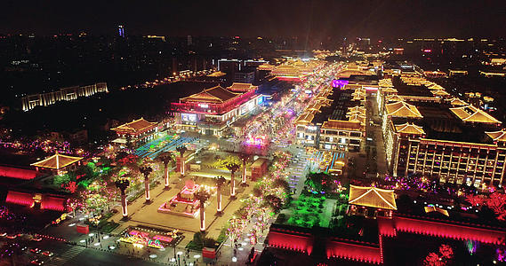 西安大唐不夜城航拍4K合集视频的预览图