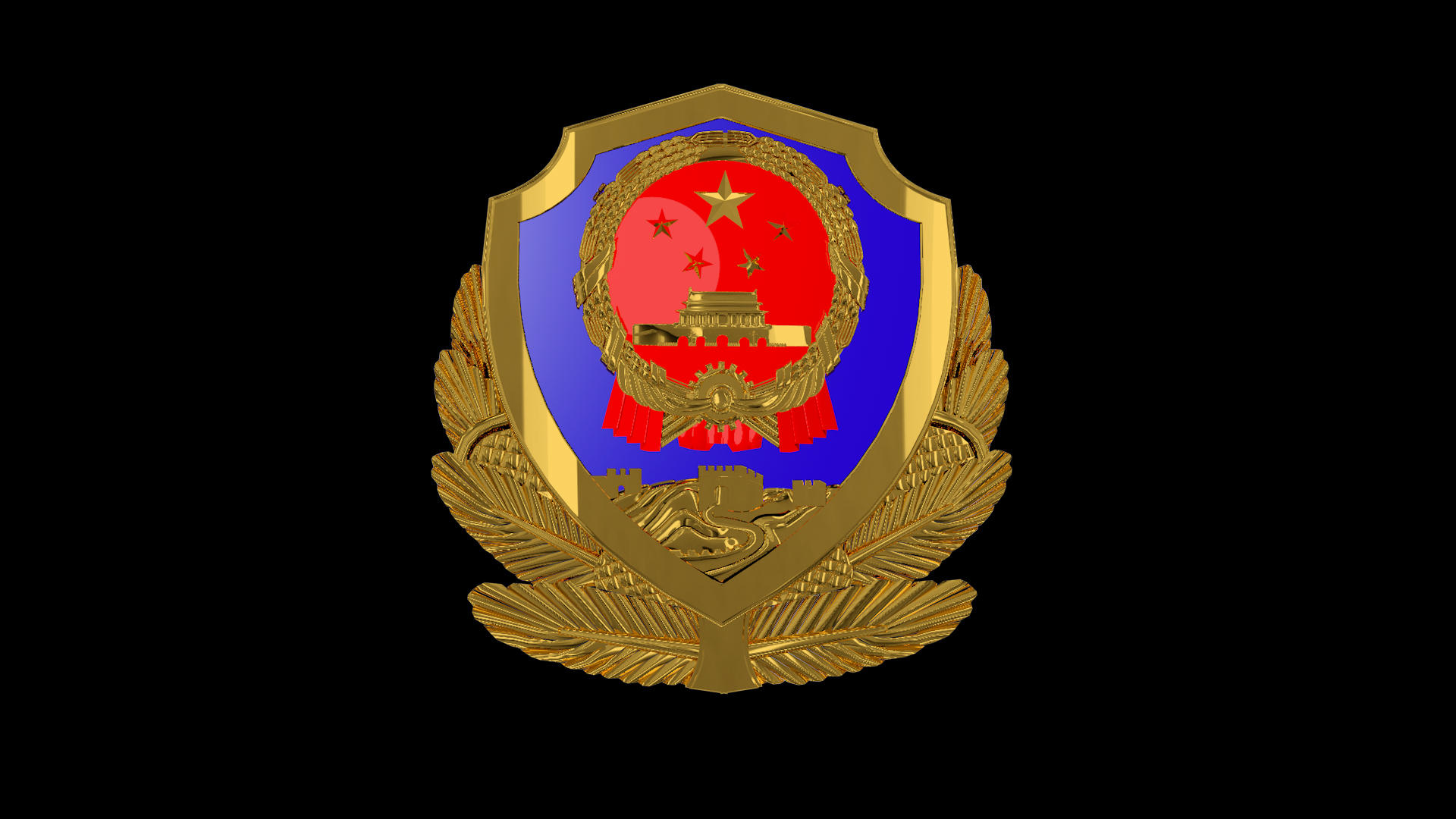 三维党政警徽徽章视频的预览图