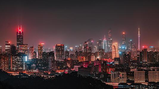 8k广州城区灯火通明城市夜景延时视频的预览图