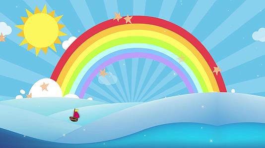 4K卡通动漫水面波浪彩虹背景视频视频的预览图