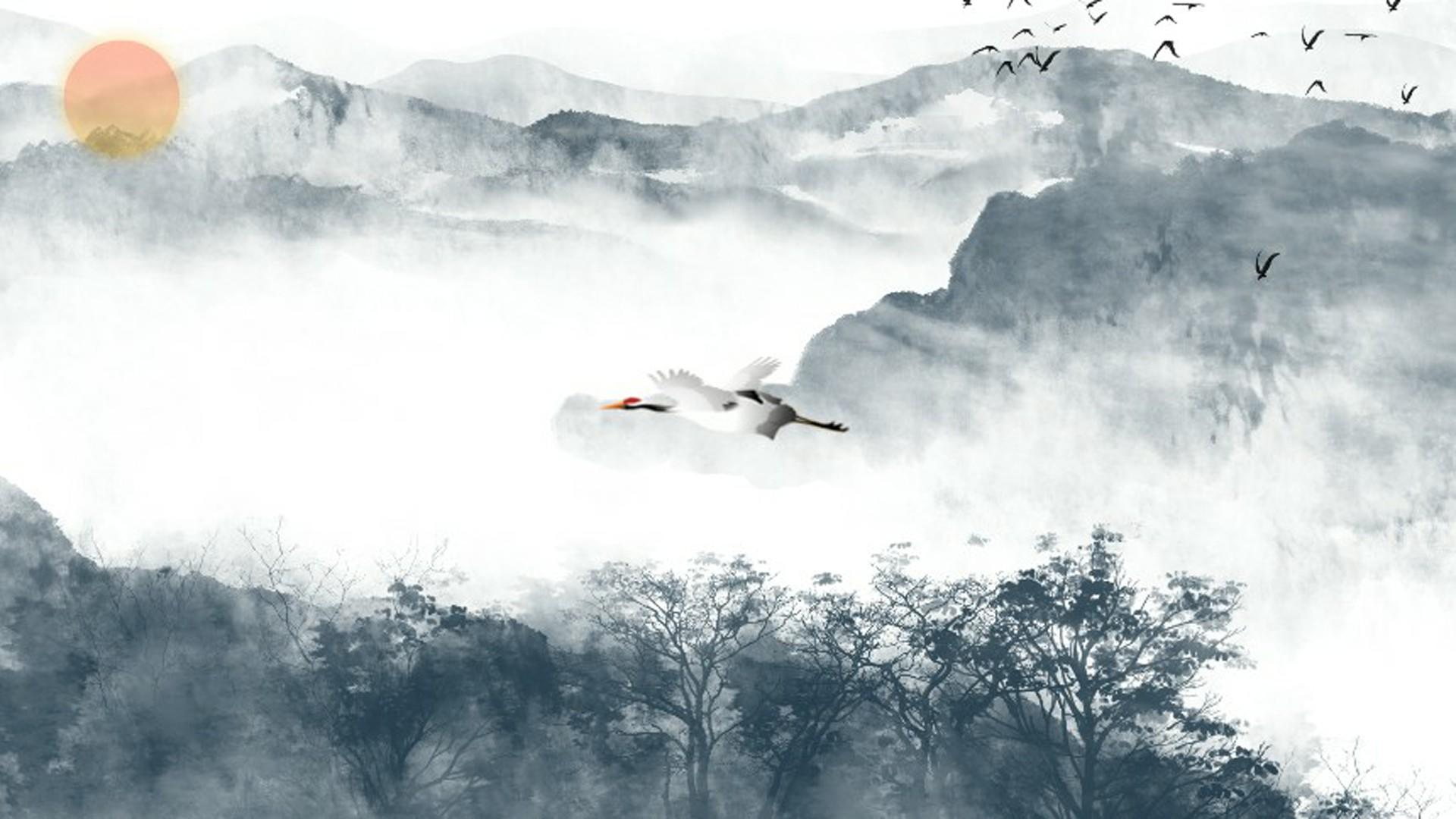 水墨中国风山景视频的预览图