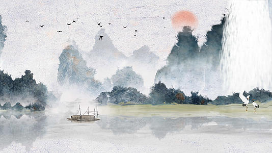 中国风山水水墨画动态素材视频的预览图