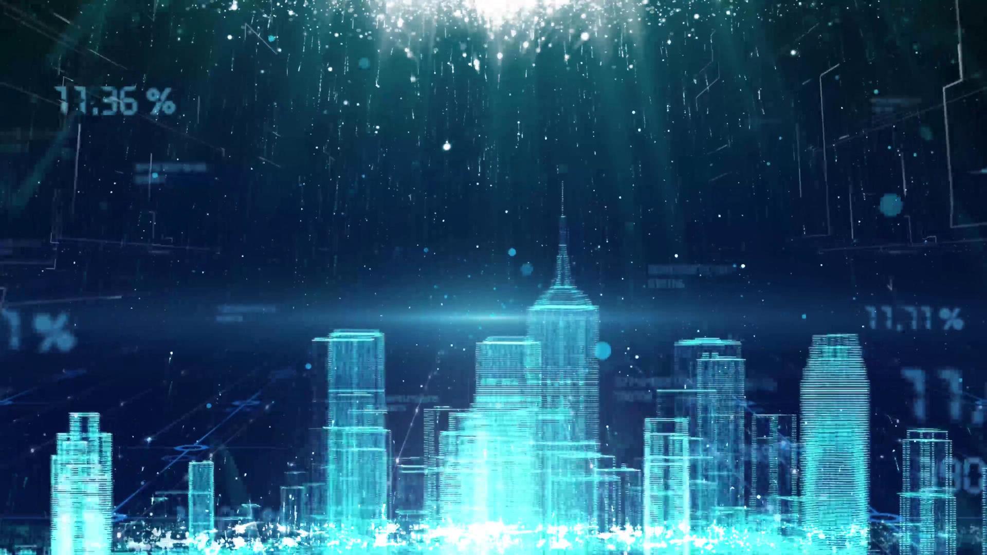 4K粒子城市舞台背景视频视频的预览图