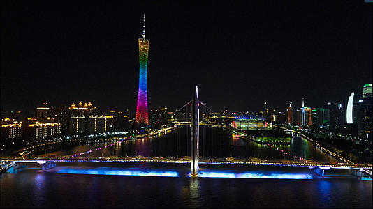 4k高清航拍广州猎德大桥交通车流夜景视频的预览图