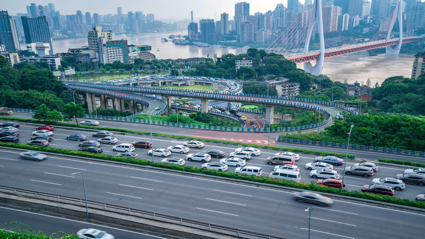 8K重庆立交桥桥梁车流延时摄视频的预览图