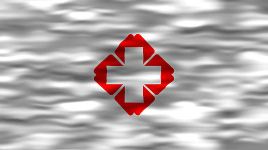 医院红十字旗帜波浪流动展示动画视频的预览图